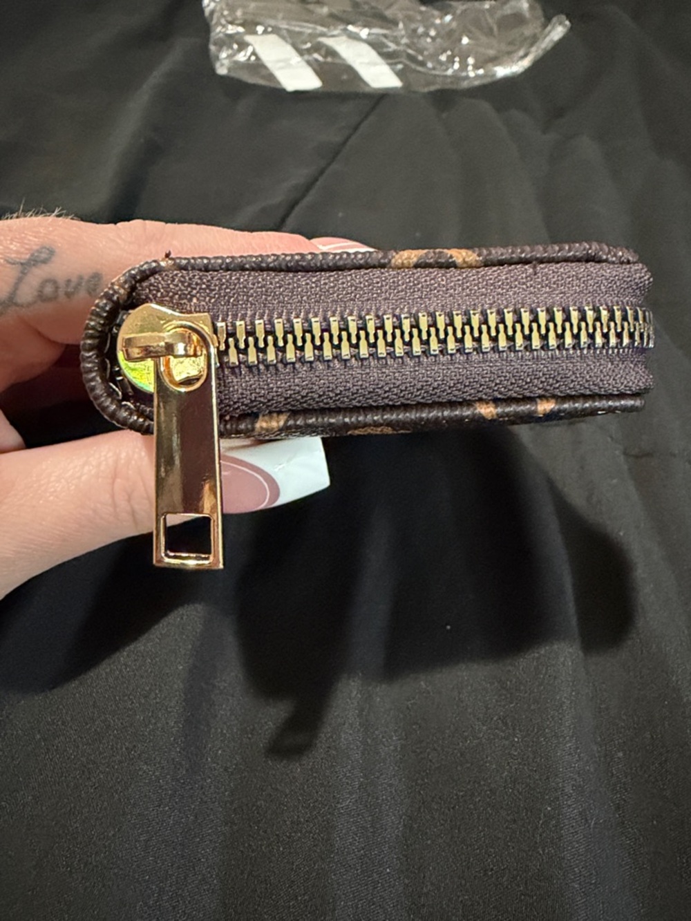 Monogram NEVER USED Brown and Tan Patterned Zip Card Wallet - Picture 5 of 6
